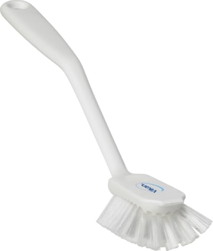 Remco 2 25/64 in W Dish Brush, Medium, 8 in L Handle, 3 1/8 in L Brush, White, Plastic 42375-1 Each