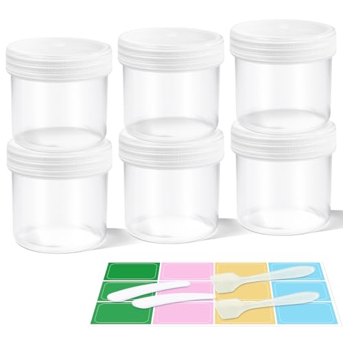 DEMORA Small Travel Containers Plastic Jars with Lids for Creams, Refillable TSA Approved Travel Size Containers for Lotion Makeup Cosmetic Toiletries Ointments, PP, BPA Free (Clear, 3.4 oz, 6 Pcs)