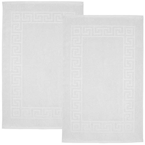 DAN RIVER 100% Cotton Bath Mats | Towel Bath Mat for Floors| Washable Bath Mat Set| Hotel Bath Mat| Cotton Bath Rugs| Cotton Shower Floor Mat| White Bath Mat|900 GSM|20x32 Inches| Pack of 2