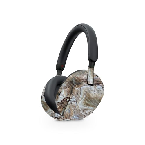 Image of MightySkins Carbon Fiber Skin Compatible with Sony WH-1000XM5 Headphones - Brown Marble | Protective, Durable Textured Carbon Fiber Finish | Easy to Apply