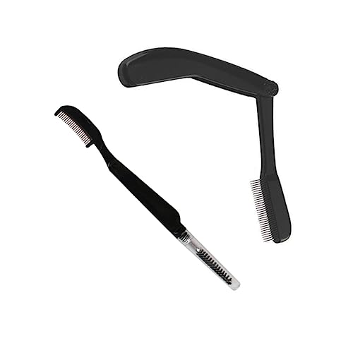 Angoily Sturdy Metal Eyebrow Comb 2pcs Set Plastic Handle Perfect for Women Girls