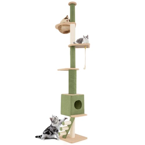 Tangkula Floor to Ceiling Cat Tree, 5 Tier Tall Cat Tower with 86...