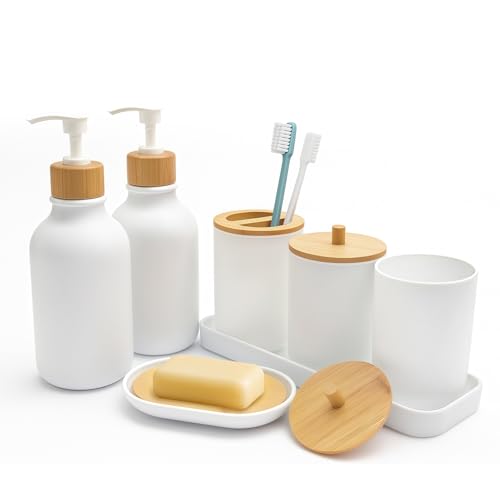 Consejos para Comprar Set de baño disponible en línea para comprar. 41 OLEQE Juego de BañO Accesorios de 7 Piezas, Estilo Moderno Accesorios de BañO Conjunto Completo con Dispensador de JabóN, Jabonera, Soporte para Cepillos Dental y Bote, Soporte...