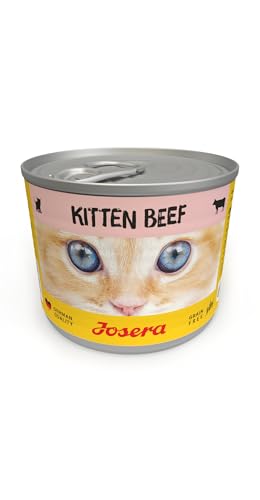 JOSERA Nassfutter Kitten Beef (6 x 200 g) | Kitten | Premium Katzenfutter nass für wachsende Katzen | Rind | mit Lachsöl | getreidefrei | Anti-Haarballen | Alleinfutter | 6er Pack