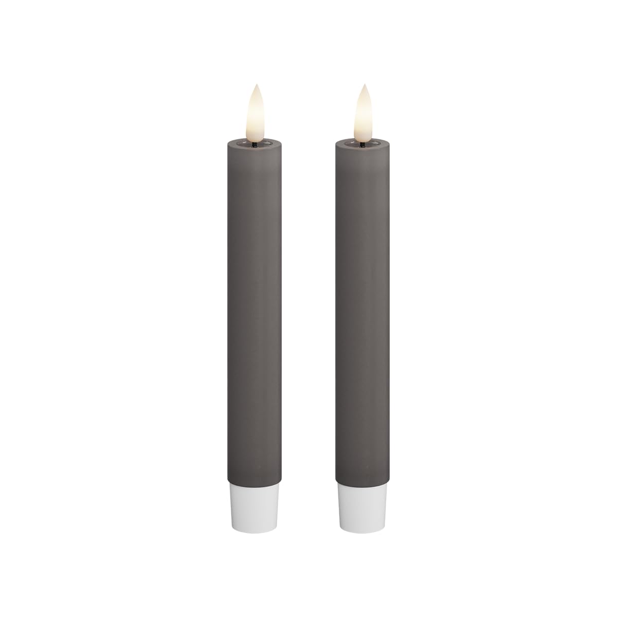 Deluxe Homeart Grey Indoor Flameless Led Taper Dinner Candle 2 Set - With Real Flame™ Technology - Battery Powered Candles (15 Cm, )