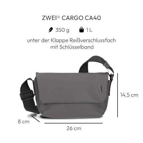 Zwei Unisex Umhängetasche Cargo CA40 kleine wasserfeste Tasche 1 Liter aus leichtem Hydroflex, Schlüsselband, verstellbarer Gurt, sportliche Crossbody-Bag für Damen Herren & Teenager (stone)