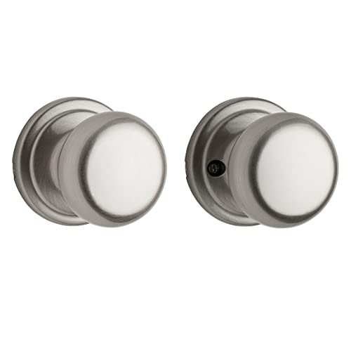 Image of Kwikset Hancock Interior Passage Door Knob, Handle For Closet and Hallway Doors, Non-Locking Doorknob in Satin Nickel, with Microban Protection