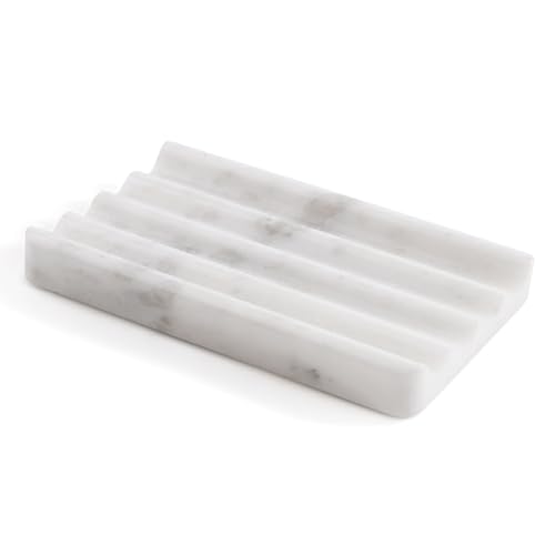 Porte-savon en marbre pour douche, salle de bain, cuisine, porte-savon en pierre pour la salle de bain, porte-savon pour le lavabo, rainures pour la protection...