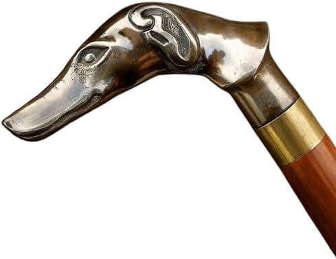 Victorian Style Brass Dog Head Walking Stick Cane Rosewood Gentleman Cane Grandmother Gift 37 Inch