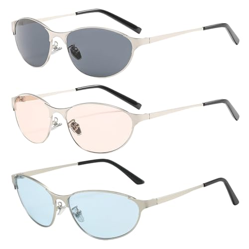 HTTDSLF 3 Pares Ojos de Gato Gafas de Sol Mujer Retro, Vintage Gafas de Sol Ovaladas para Mujer, Gafa s de Retro Cat Eye Clasicas, para Mujer Fiestas Viajes Fotos