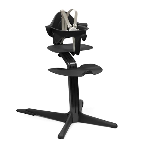 Image of Stokke Nomi High Chair, Black - Inspires Active Sitting - Tool-Free, Seamless Adjustability - Includes Baby Set with Removable Harness for Children 6-24 Months