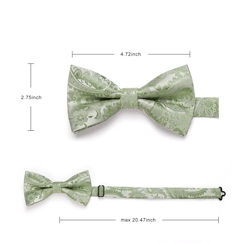 Image of HISDERN Bow Ties for Men Paisley Floral Pre-tied Bowtie Pocket Square Set Men's Formal Bow Ties Wedding Party