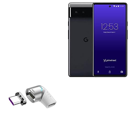 BoxWave Adapter Compatible with Pinwheel Pixel - MagnetoSnap PD Angle Adapter, Magnetic PD Angle Charging Adapter Device Saver - Metallic Silver