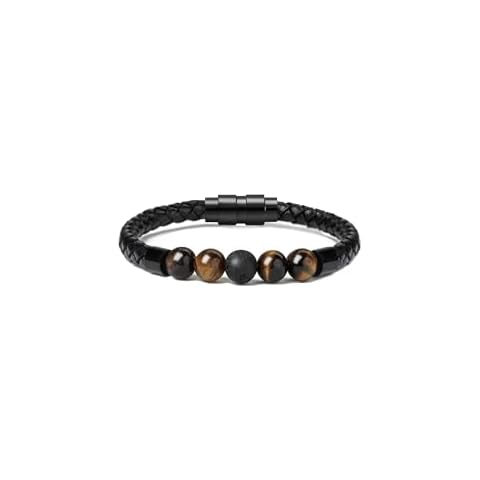 Leather Cremation Memorial Urn Bracelet Lava Stone 316L Stainless Steel Cremation Bangle Keepsake Urn Bracelet for Ashes Cover