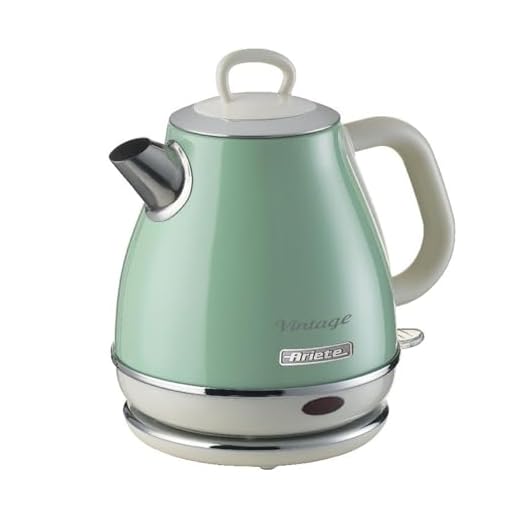 Ariete 2868/04 Hervidor 1 litro vintage, 2000 W, boquilla precisión, base 360º, resistencia oculta, indicador nivel agua, filtro metal, indicador encendido apagado, color verde
