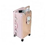 MaiRui Maletas de Marco de Aluminio rígidas sin Cierre de Cremallera para Llevar, Maletas Grandes con Ruedas,Rosado,30in