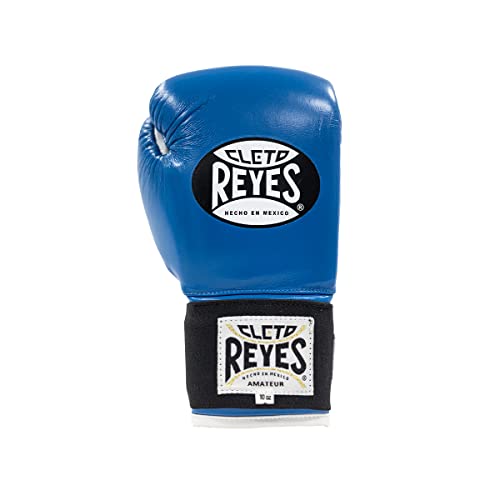 CLETO REYES Amateur Boxing Gloves for Sparring and Competition Matches for Men Women and Youth, MMA, Kickboxing, Muay Thai, Elastic with Hook and Loop Closure, 10 oz, Blue