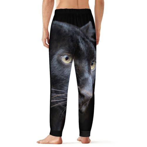 Wild Black Panther Comfortable Mens Pajama Pants Soft Breathable Long Bottoms Sleep Pants3