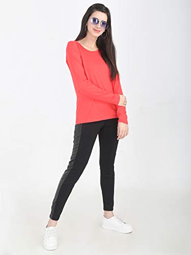 Image of FLEXIMAA Women's Cotton Plain Round Neck Full Sleeve T-Shirt
