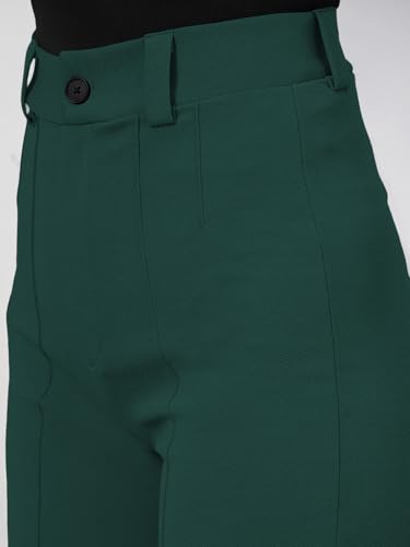 Image of Women's High Waist Formal Straight Fit Trousers Premium Stretch Office Pants Front Pleated Design Smart Workwear Bottom for Office, Casual & Business Wear