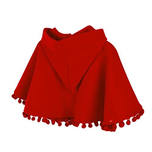 Baby Toddler Halloween Christmas Hooded Cloak Little Red Riding Hood Cape Winter Hooded Outerwear Capes Poncho Coat 1-4T3