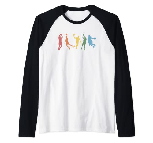 Jugadores de baloncesto vintage | Retro Hoops Player Camiseta Manga Raglan