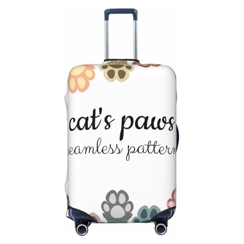 Cat Paws Print Luggage Cover Elasticated Suitcase Covers TSA Approved Stylish Scratch Washable Resistant Case Protector for Kids and Adults