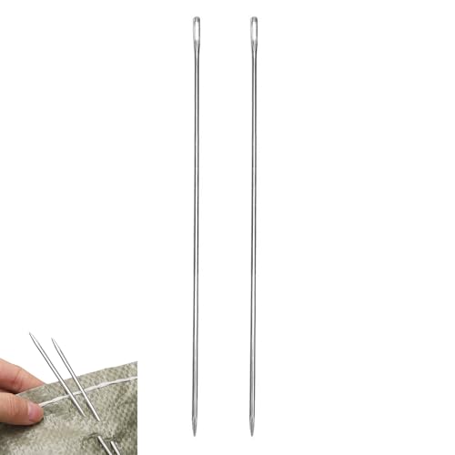 2PCS Upholstery Needle Large Eye Extra Long 6in Sewing Needles Straight Hand Needles Easy to Thread Steel for Furniture Leather