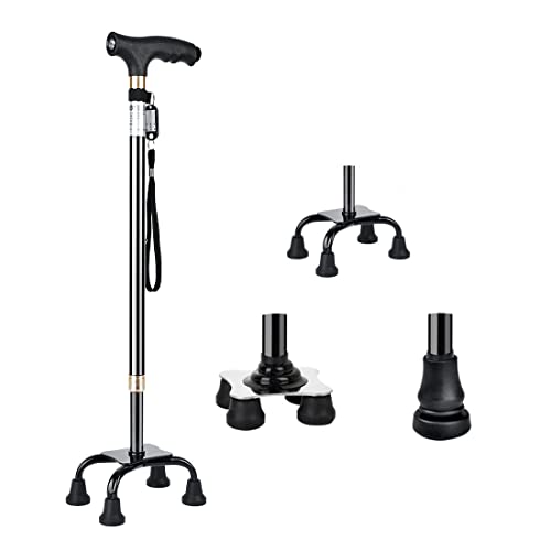 Laska do chodzenia, regulowana Quad Cane dla mężczyzn i kobiet, antypoślizgowa konstrukcja dla seniorów, ultralekka laska do chodzenia, pomoc dla osób starszych
