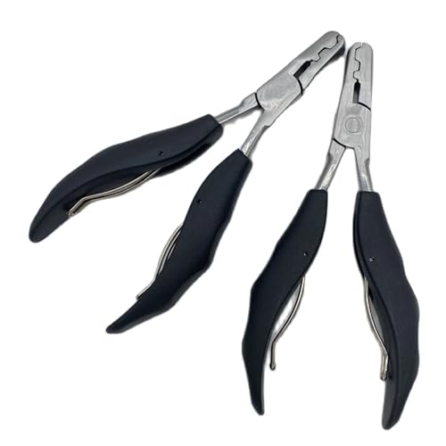 Alicates de extensión de cabello de 5,7 pulgadas y mango negro con ranuras planas 6