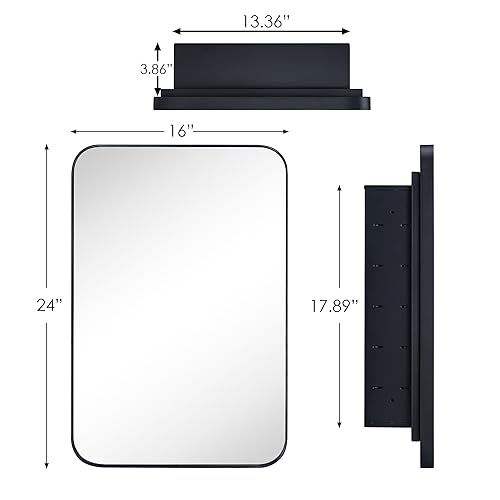 Mattblackrecessedbathroommirrorwallcabinetwithmirrorstainlesssteelframemedicinecabinetwithmirrorvanitymirrosforwall16x24  Urban Country Home Decor Matt black recessed bathroom mirror wall cabinet with mirror stainless steel frame medicine cabinet with mirror vanity mirros for wall 16 x 24  urban country home decor