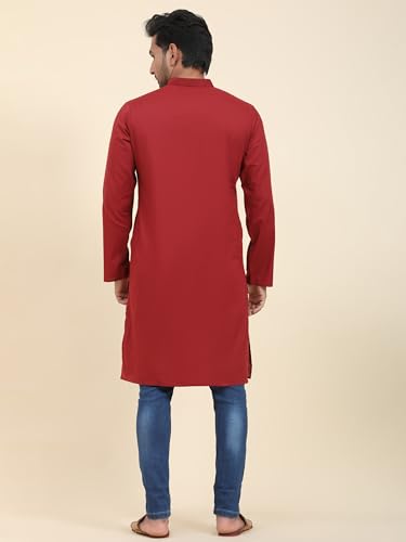 Image of SKAVIJ Mens Cotton Casual Wear Everyday Use Modern Kurta