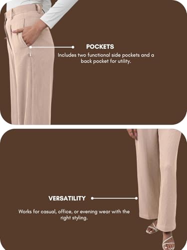 Image of GRECIILOOKS Trousers for Woman | Womens High Rise High Waist Flared Korean Style | Formal Pant for Women Office Wear| Track Pants for Womans Elegant for College & Events (Available in Plus Size)