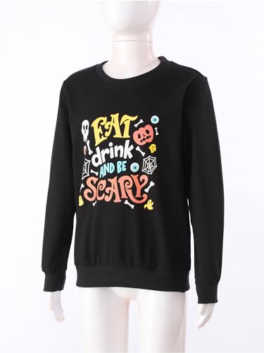 Kids Girls Boys Halloween Pumpkin Sweatshirt Letter Print Pullover Spring Fall Tops Playwear3