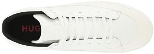 HUGO Canvas Mini Logo Lace Up High Top Sneakers Snow | Image 4