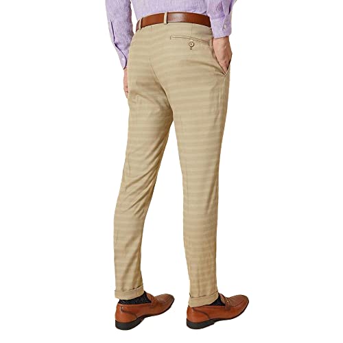 Image of blackberrys Stripes Polyester Viscose Slim Fit Mens Trousers (S22BB45A2IS22F1-P)