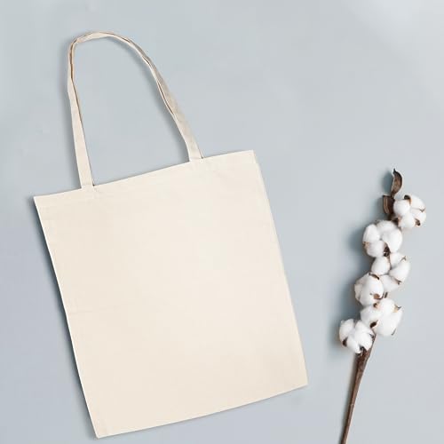 Urban-Villa-12-Pack-Reusable-Grocery-Bags-15x16-with-27-long-Handle-Natural-Color-100-Cotton-Tote-Bags-Medium-Weight-Grocery-Shopping-Cloth-Bags-Great-Choice-for-Promotion-Gift-DIY-Advertising