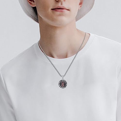 Necklace for Men 925 Sterling Silver Masonic/Memento Mori/Skull/Allah/Viking/Thor's Hammer/Trident/Aztec/Anchor Freemason Pendant Jewelry Masonic Gifts for Men Boys3