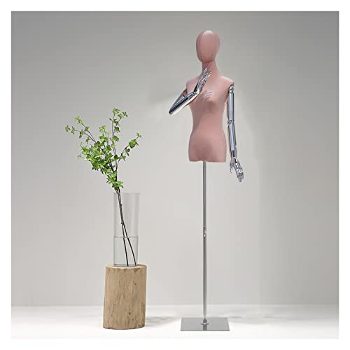 OUPAIAI Maniquí Femenino Costura Maniqui Costura Mujer para El Brazo Galvanizado, Altura Ajustable Fijación Maniquí con Base Metálica para Mostrar Ropa(Pink,M-Medium)
