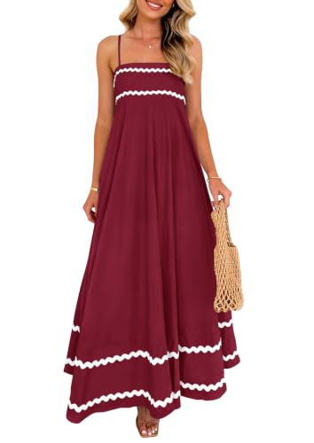 Image of PRETTYGARDEN Women's 2026 Summer Flowy Maxi Dress Casual Sleeveless Spaghetti Strap Ruffle Beach Long Dresses