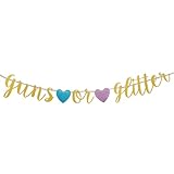 Guns or Glitter Banner, Guns or Glitter Gender Reveal Decorations, Boy or Girl, Baby Shower Banner