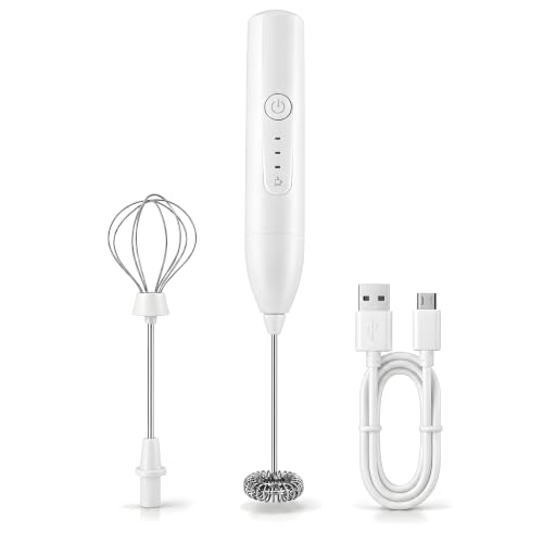 Image of Escala Coffee Frother Electric Rechargeable & Coffee Maker Machine for Home, 3 Speed Milk Frother, Coffee Beater, Coffee Whisker, Coffee Blender with Stainless Steel Whisk for Latte, Cappuccino