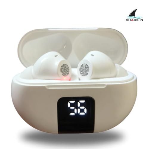 Image of SHARKin Air Buds in-Ear Earbuds with Super bass 13mm Drivers for Deep Bass 10-Minute Charge for 100 Minutes Playtime LED Display | USB-C Charging Crystal Clear Calling Portable Charging Case(1pcs)