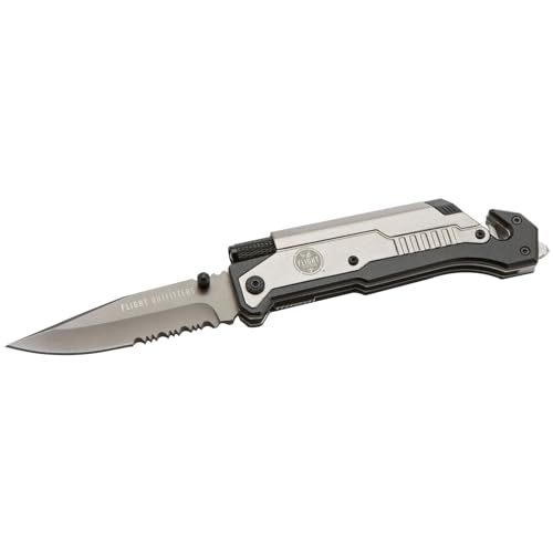 Flight Outfitters Pilot Survival Knife | Versatile Compact Durable Folding Pocket Knife with Stainless Steel Blade, LED Flashlight, Fire Starter, Seat Belt Cutter & Window Breaker