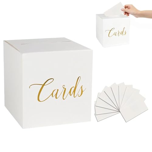 fufupaw Boîte à cartes de mariage - Avec une boîte de cartes de vœux - Boîte amovible - Pour mariage, anniversaire, remise de diplôme - Blanc