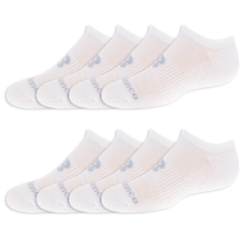 New Balance Kids Performance Cushioned No Show 8 Pair Pack White Large