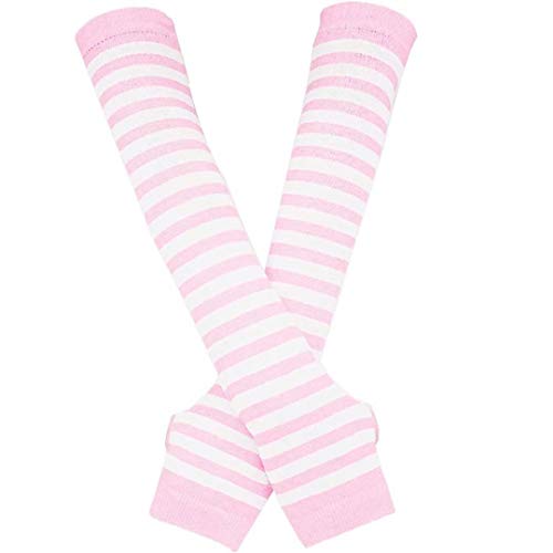 Image of Women's Long Knitted Fingerless Gloves Thumbhole Stretch Arm Warmers | Stretchy soft knitted arm warmers for women, comfortable thumbhole design, ideal daily winter hand sleeve accessories