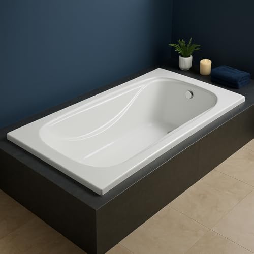Image of Hindware Marina Bathtub for Bathroom | ABS Body | Floor Mount | White | Size: 4.99 x 2.51 x 1.48 ft (LxWxH) | 1 Year Warranty | Fixing Kit & Accessories Not Included