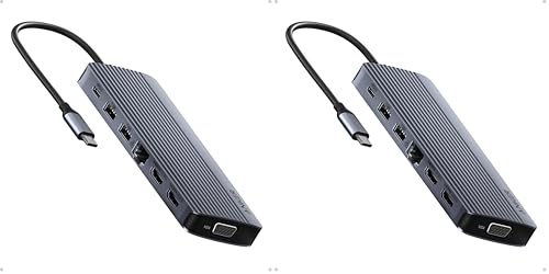 Image of Anker Laptop Docking Station, 14 in 1 USB C Hub, Triple Display with 2 x 4K HDMI, 1080p VGA, 80W Power Delivery, 5Gbps USB-A /C Data Ports for Dell XPS and More (Charger not Included) (Pack of 2)