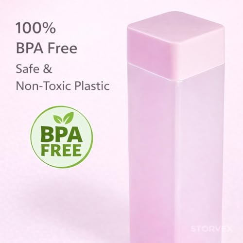 Image of Frosty Square Fridge Water Bottles Set of 6 | 1 Litre BPA Free Plastic Fridge Bottles | Slim Refrigerator Water Bottle Set for Home & Office | Gym Bottle | Kitchen (BABY PINK) (BABY PINK)